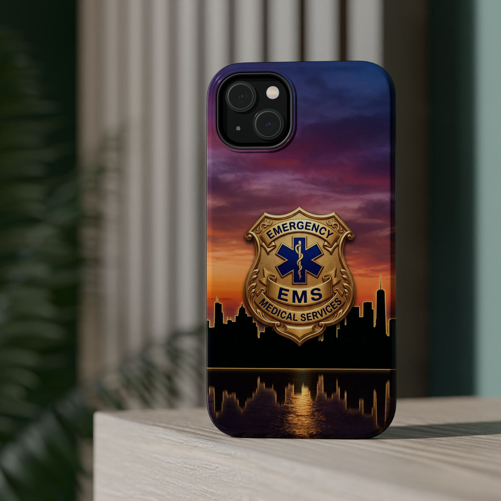 EMS Badge Sunset Skyline Phone Case — Magnetic Wireless Charging Cover