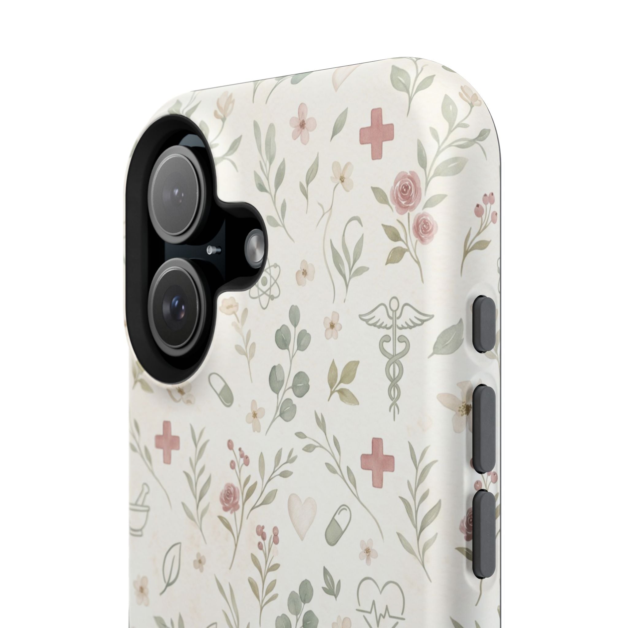 Floral Nurse Phone Case — Impact-Resistant Wireless Charging Cover