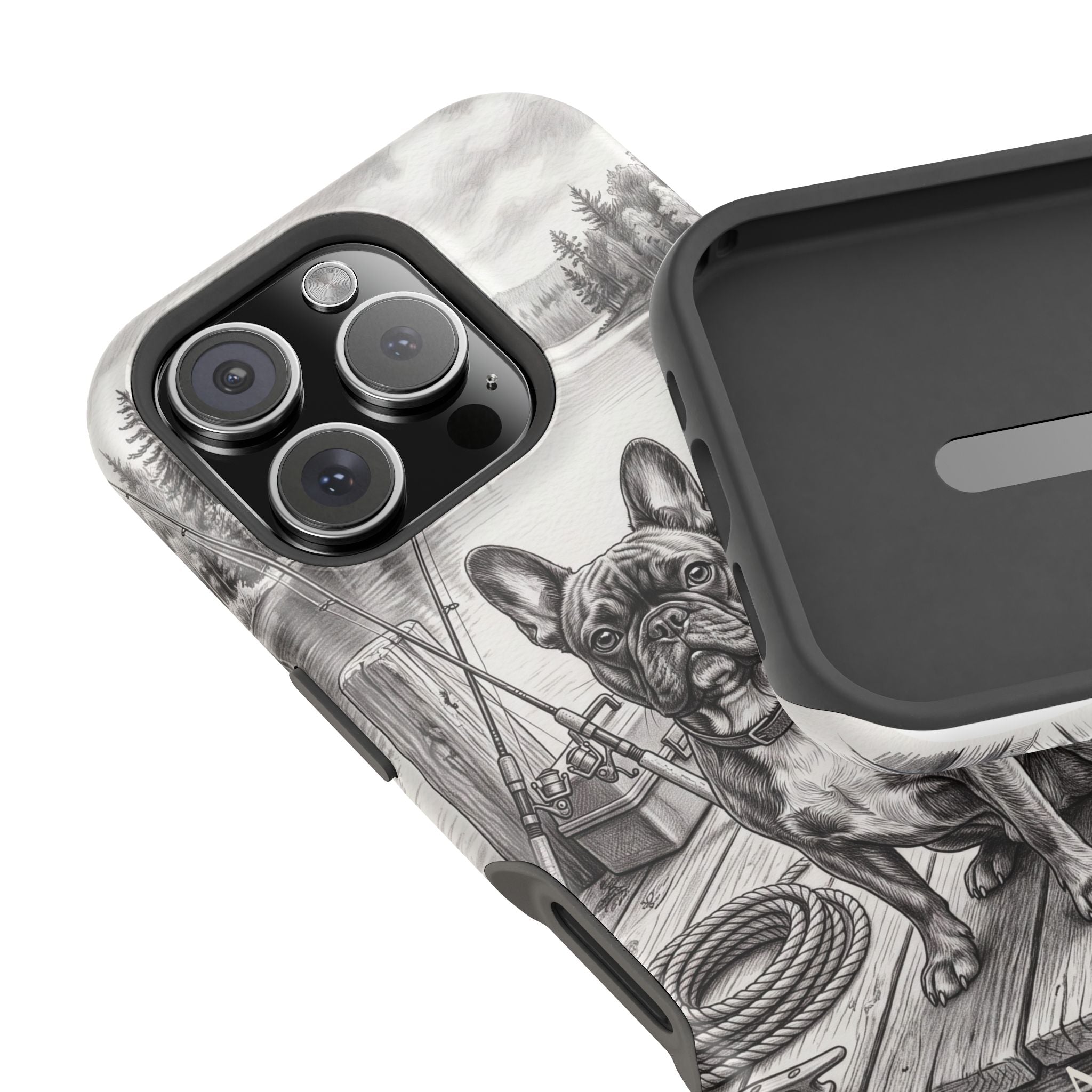 Personalized French Bulldog Lakeside Dock Phone Case — Wireless Charging Cover