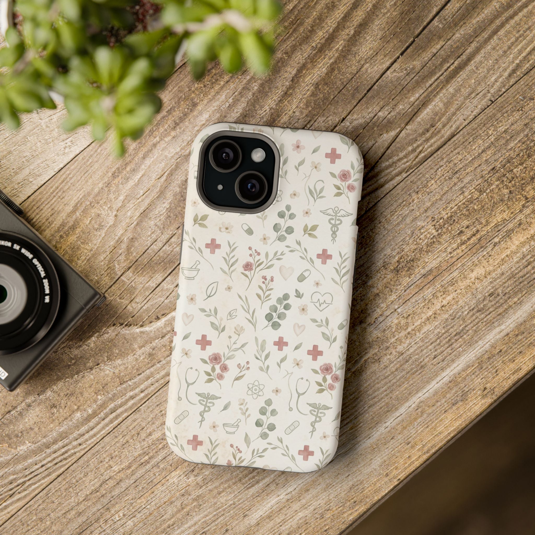 Floral Nurse Phone Case — Impact-Resistant Wireless Charging Cover