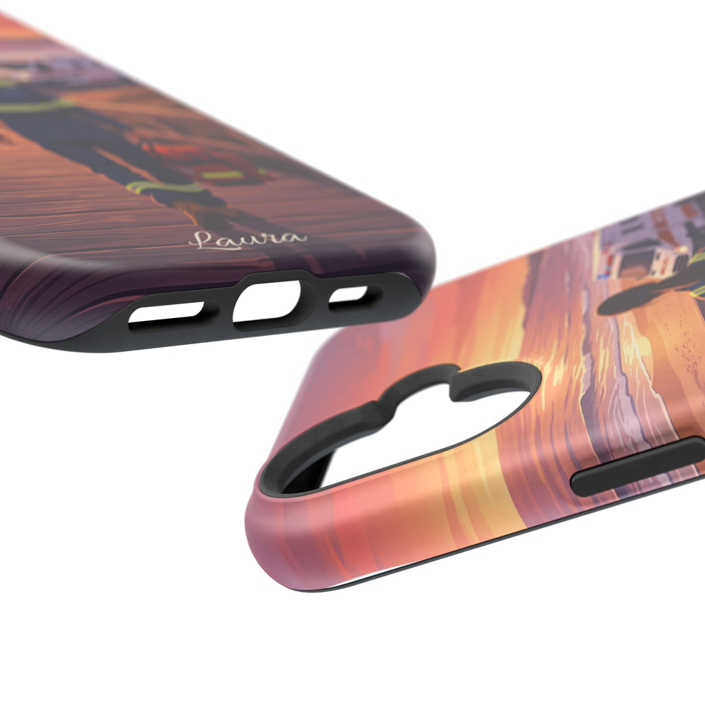 Sunset Boardwalk Personalized Paramedic Phone Case — Wireless Charging Cover