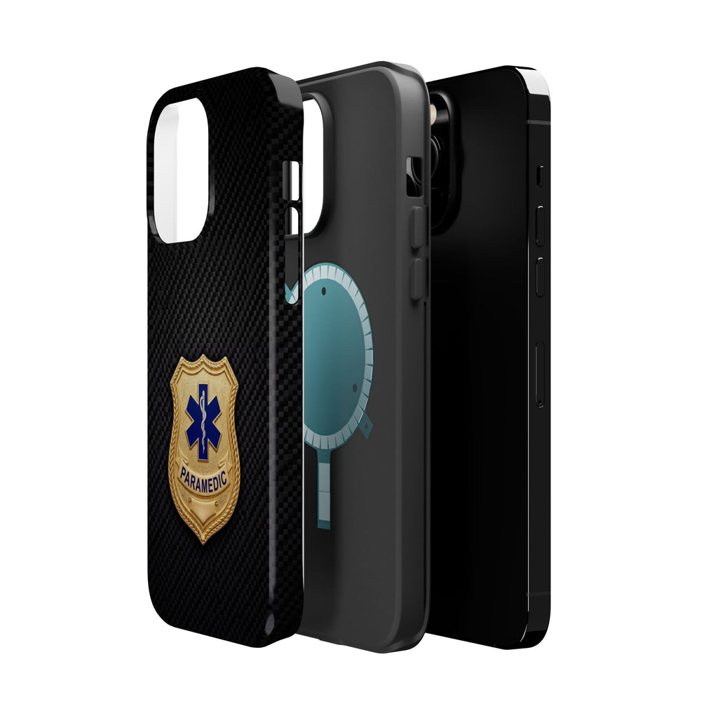 Gold Paramedic Badge Black Phone Case — Magnetic Wireless Charging Cover