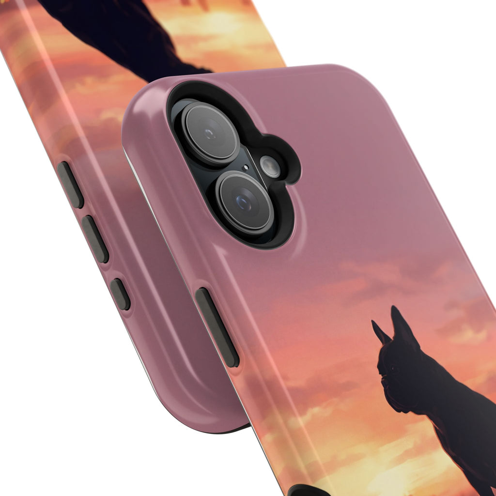 Personalized French Bulldog City Skyline Sunset Phone Case — Wireless Charging Cover