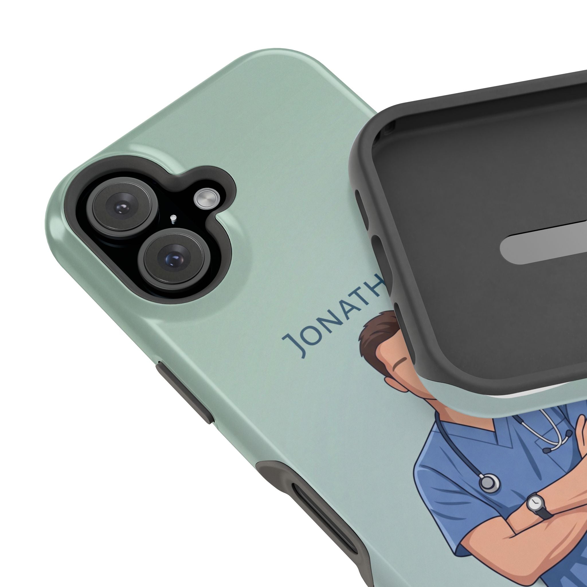 Personalized Nurse Portrait Phone Case — Impact-Resistant Wireless Charging Cover