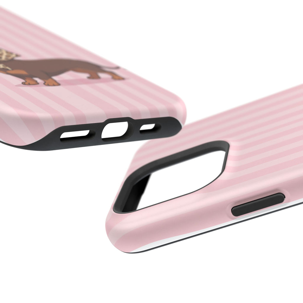 Preppy Dachshund Phone Case — Impact-Resistant Wireless Charging Cover