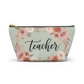 Teacher Floral Watercolor Accessory Pouch — T-Bottom Zipper Bag