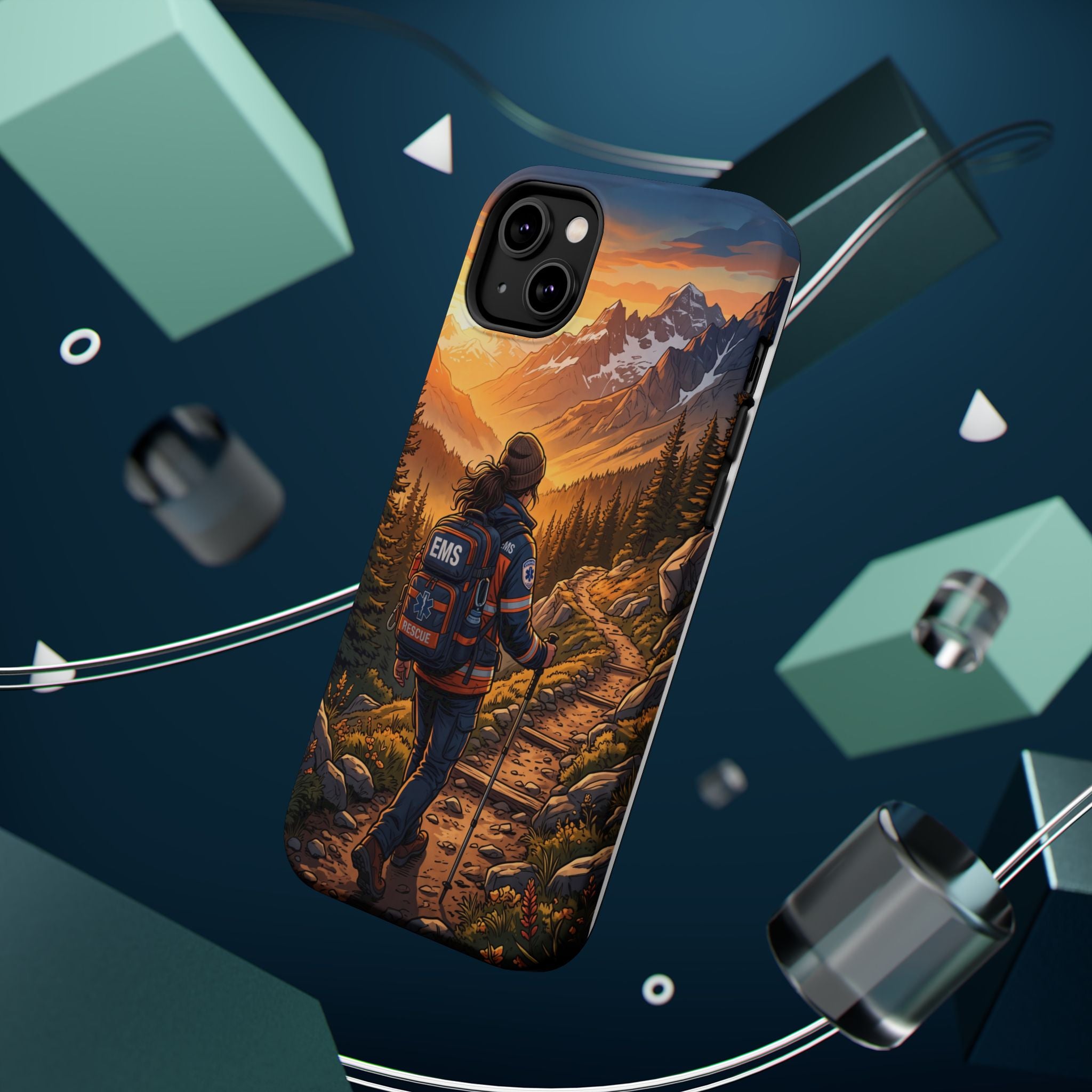 Paramedic/EMT Mountain Phone Case — Magnetic Wireless Charging Cover