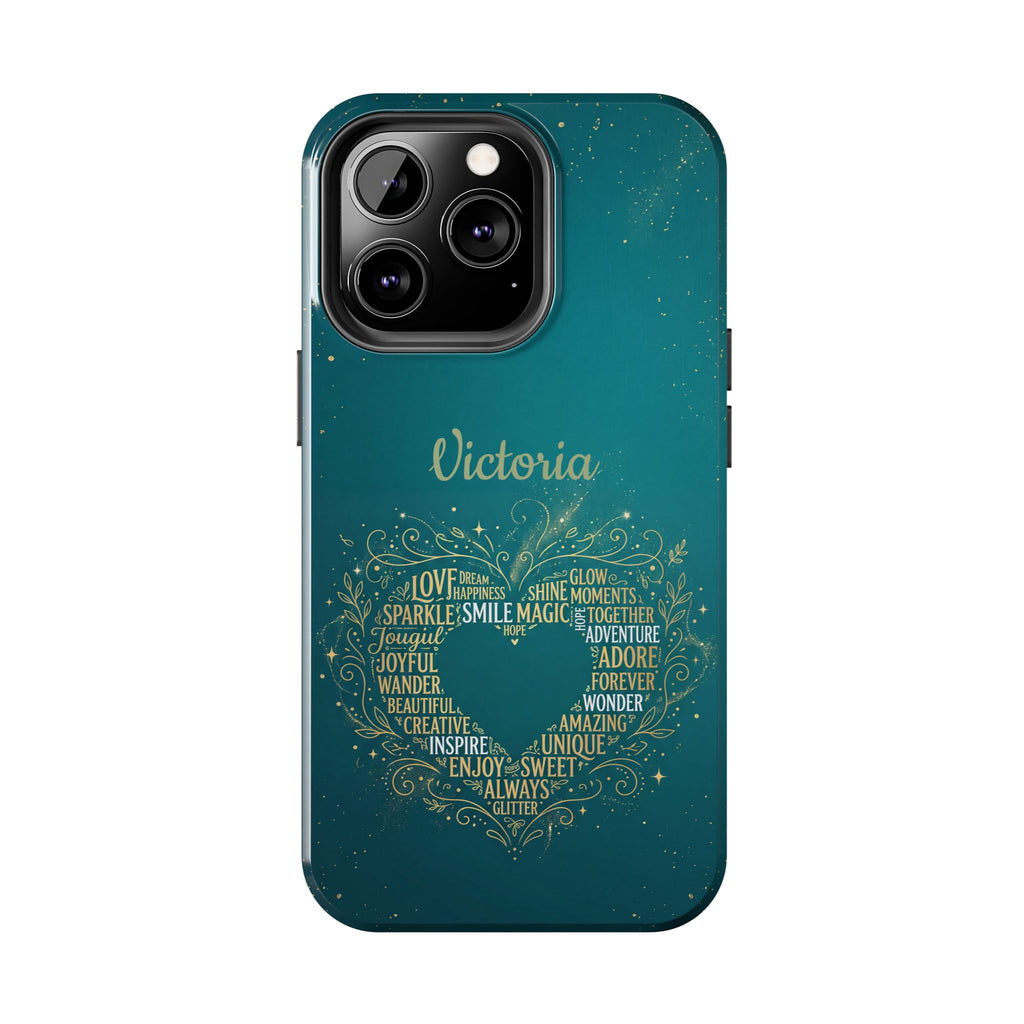 Personalized Teacher Phone Case — Custom Name Heart Word Art Design