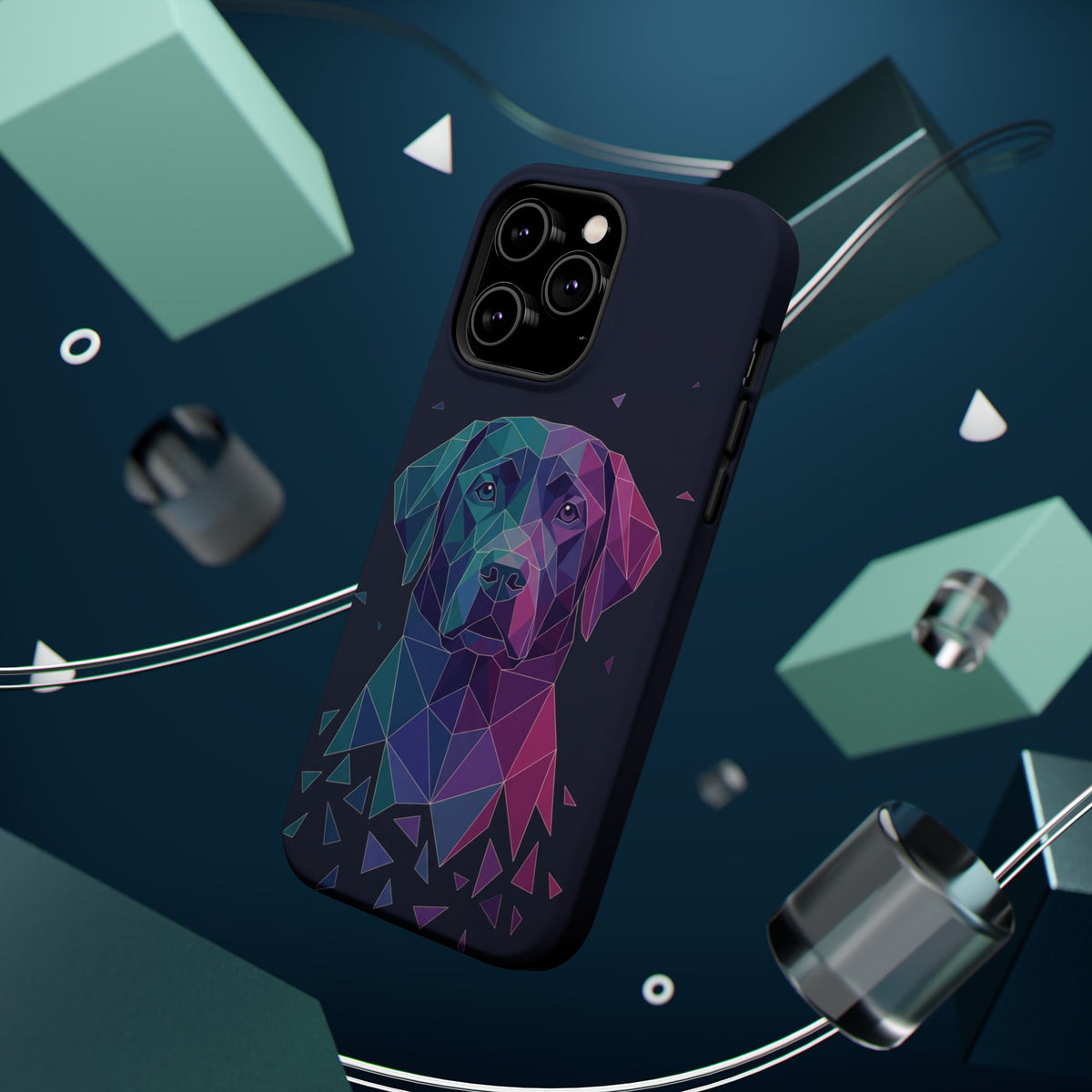 Geometric Labrador Phone Case — Tough Magnetic Case with Wireless Charging