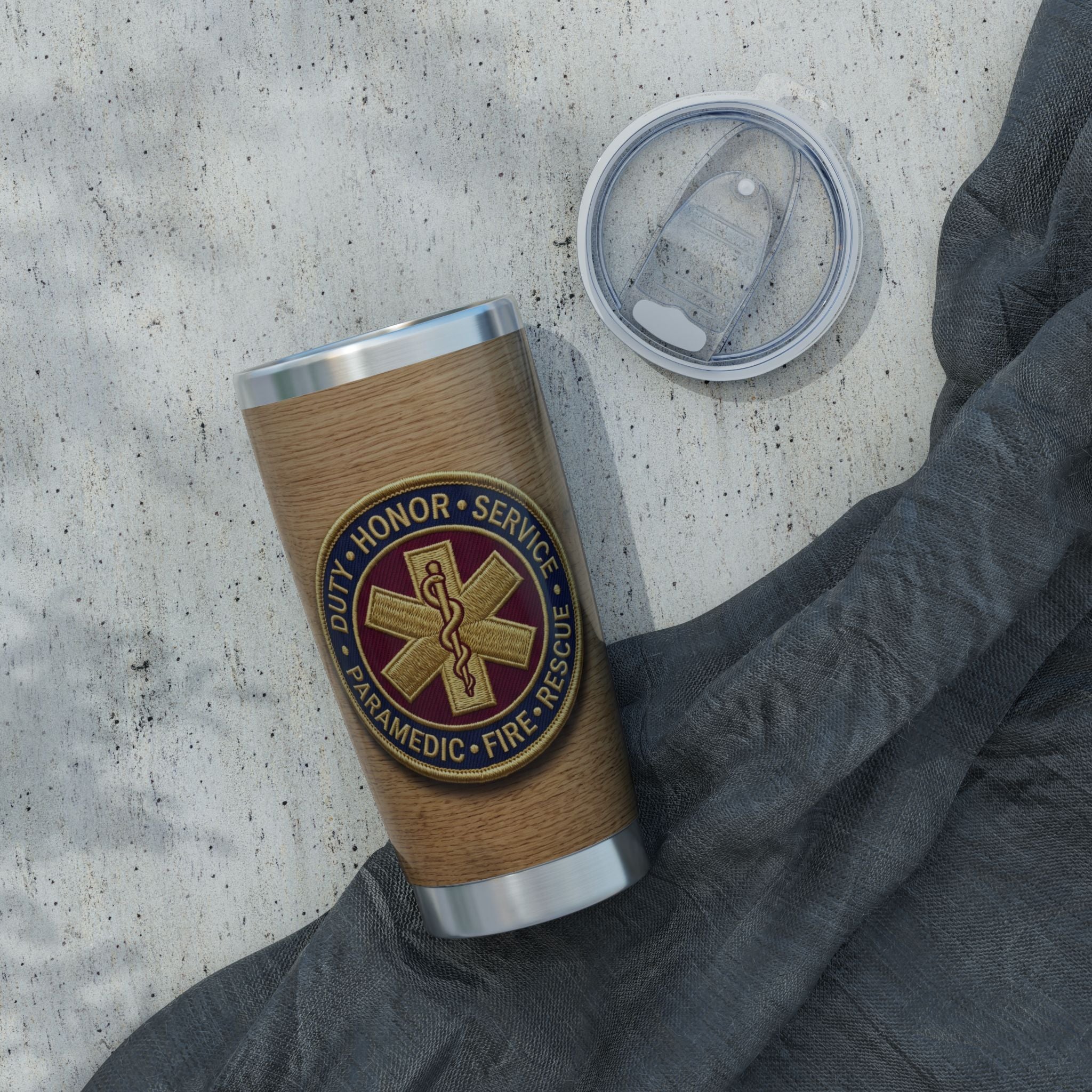 Paramedic/EMT 20oz Tumbler – Duty Honor Service Embroidered Patch Design