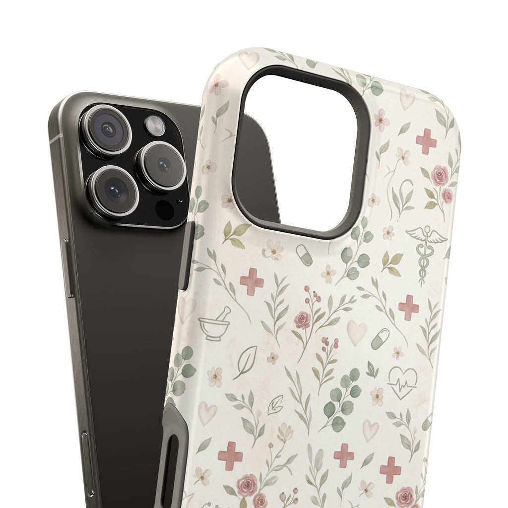 Floral Nurse Phone Case — Impact-Resistant Wireless Charging Cover