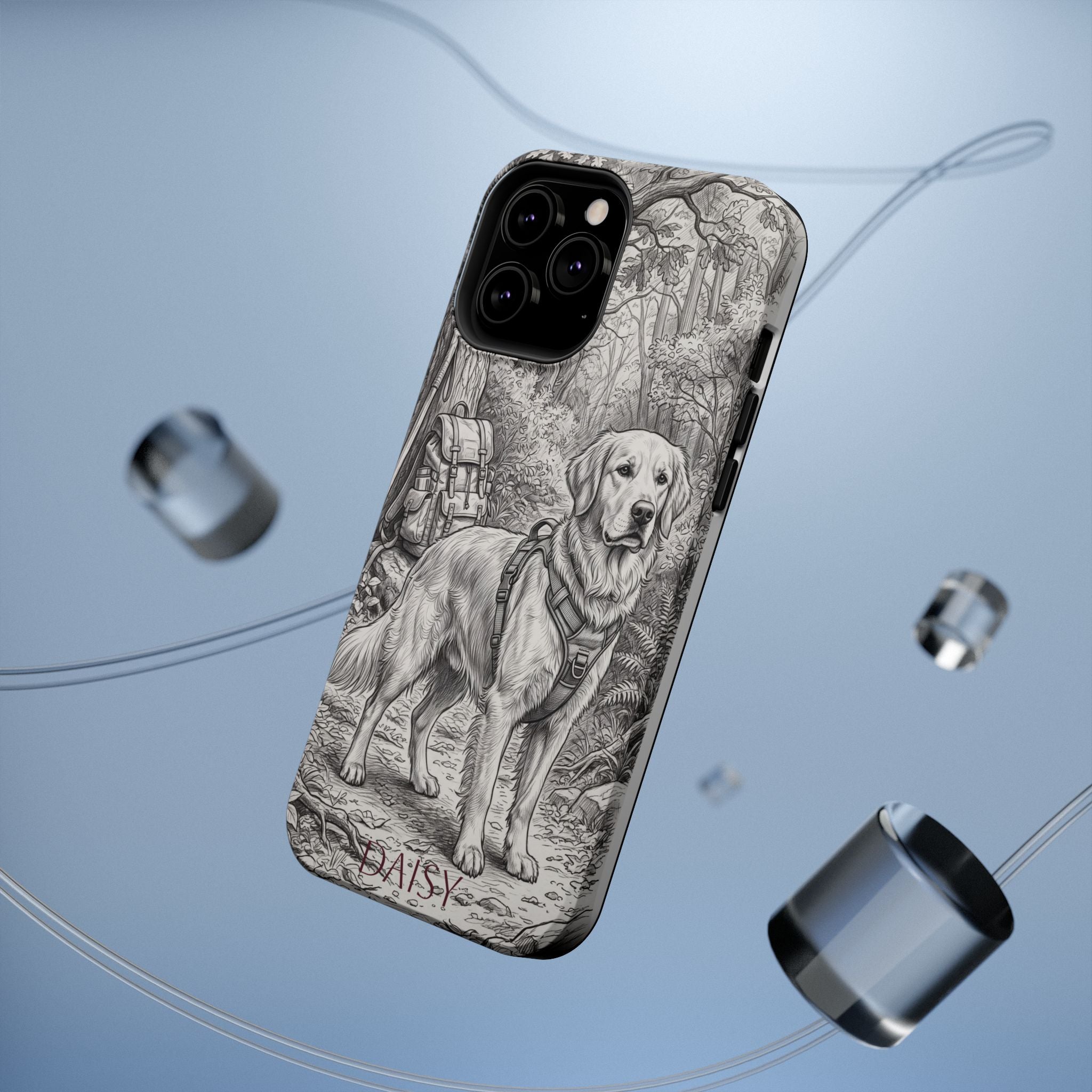 Personalized Golden Retriever Woodland Trail Phone Case — Wireless Charging Cover