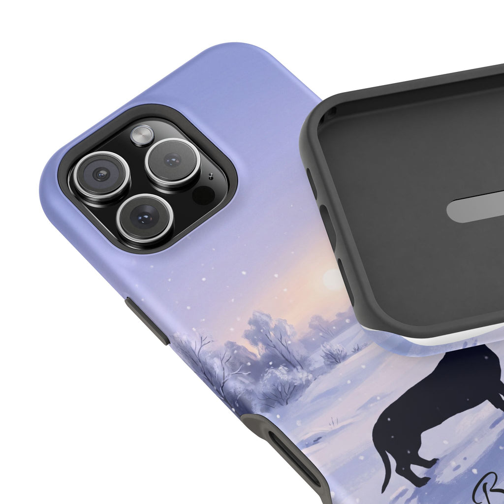 Personalized Dachshund Winter Snow Phone Case — Wireless Charging Cover