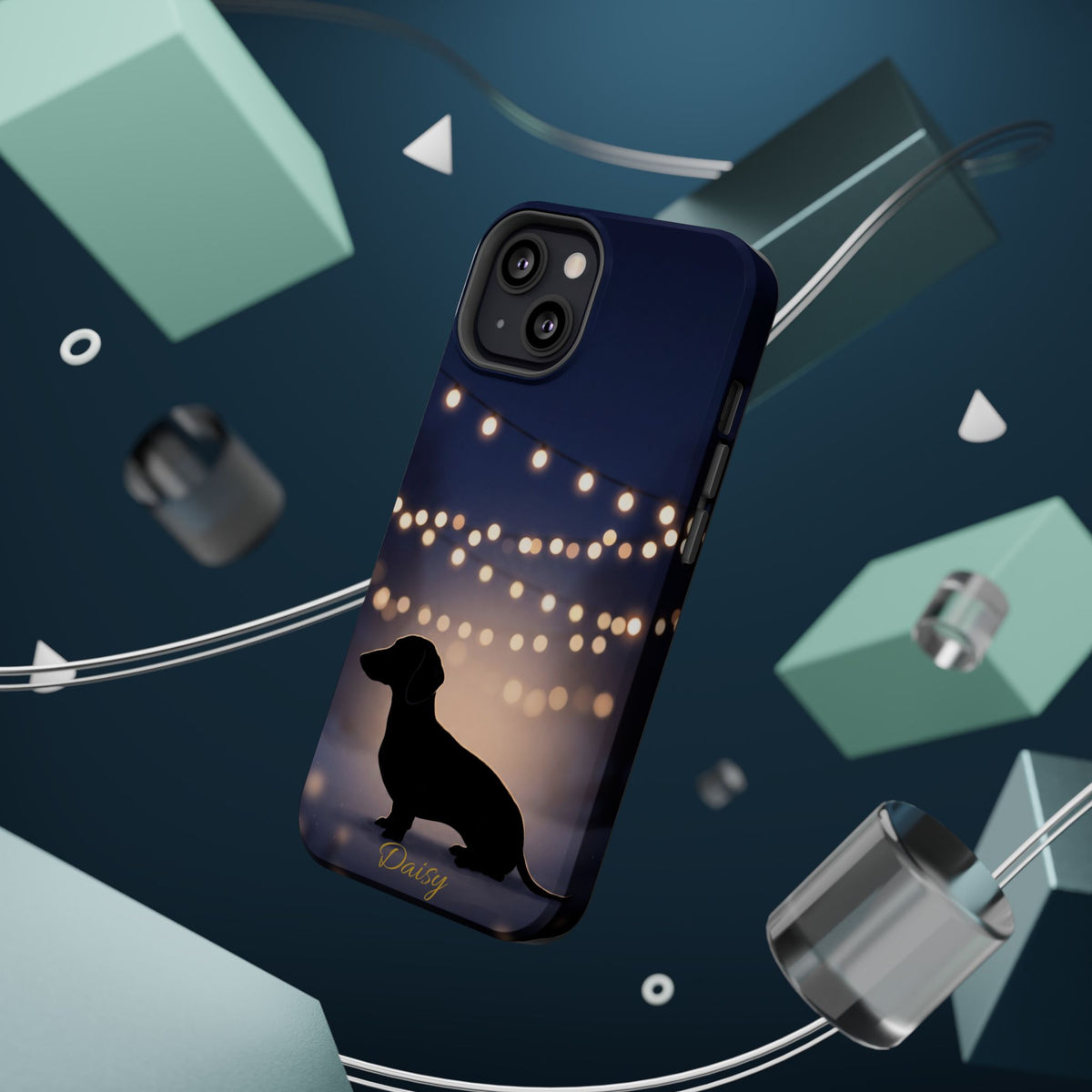 Personalized Dachshund Fairy Lights Phone Case — Wireless Charging Cover