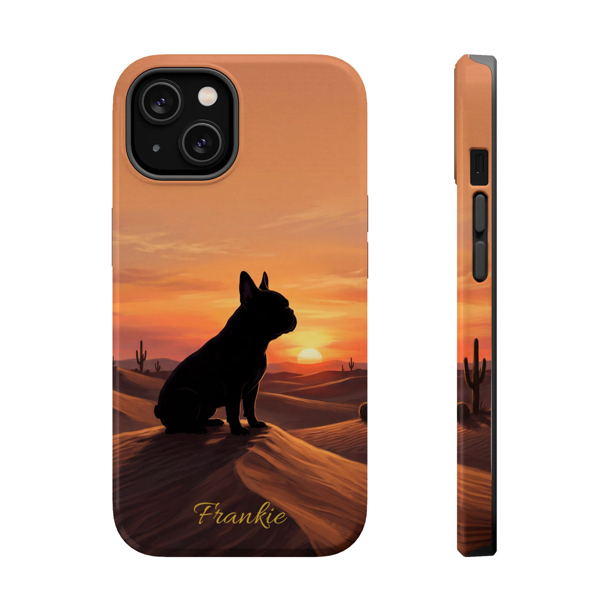 Personalized French Bulldog Desert Sunset Phone Case — Wireless Charging Cover