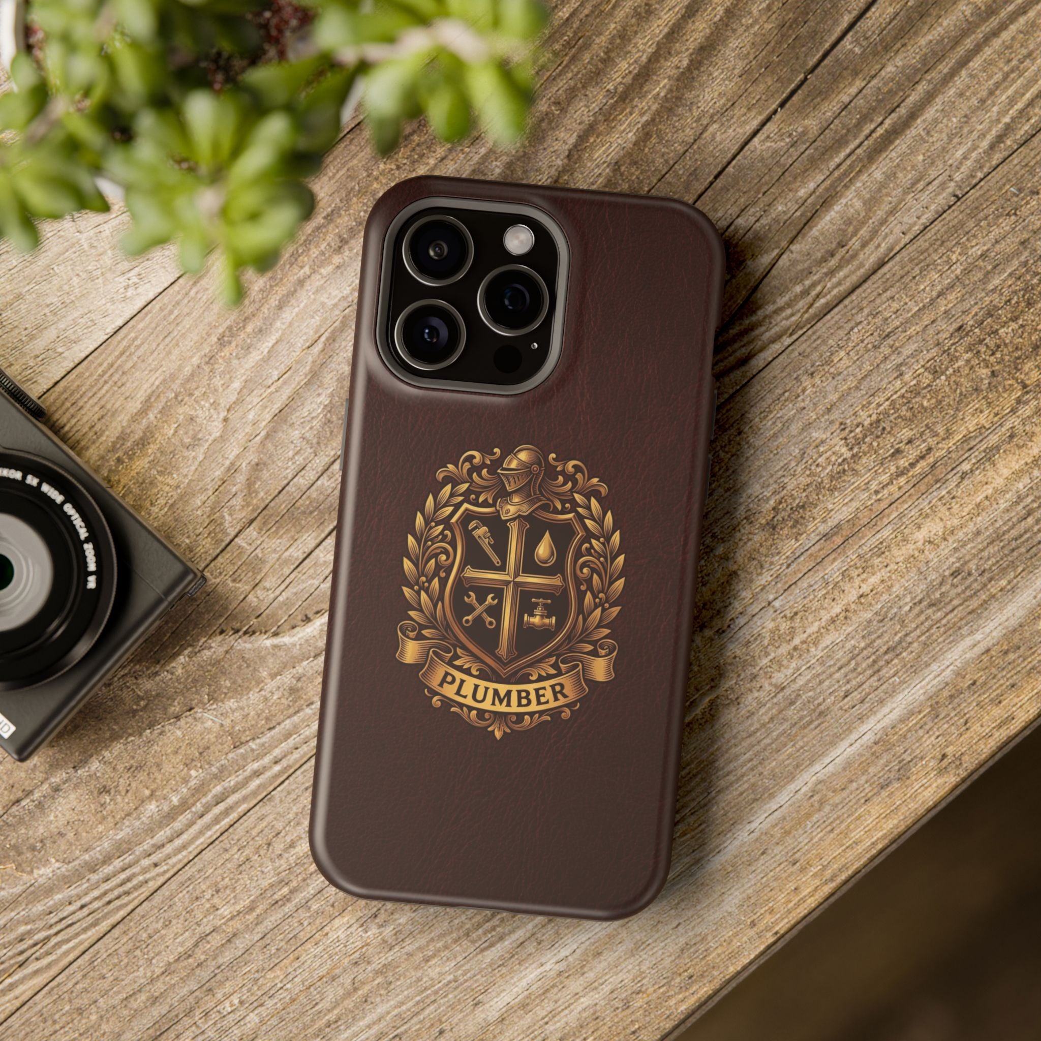 Plumber Crest Phone Case — Heraldic Shield Design Wireless Charging Cover