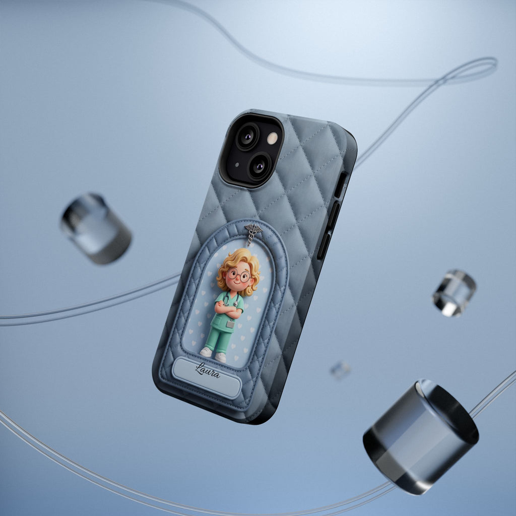 Personalized Quilted Nurse Phone Case — Wireless Charging Cover