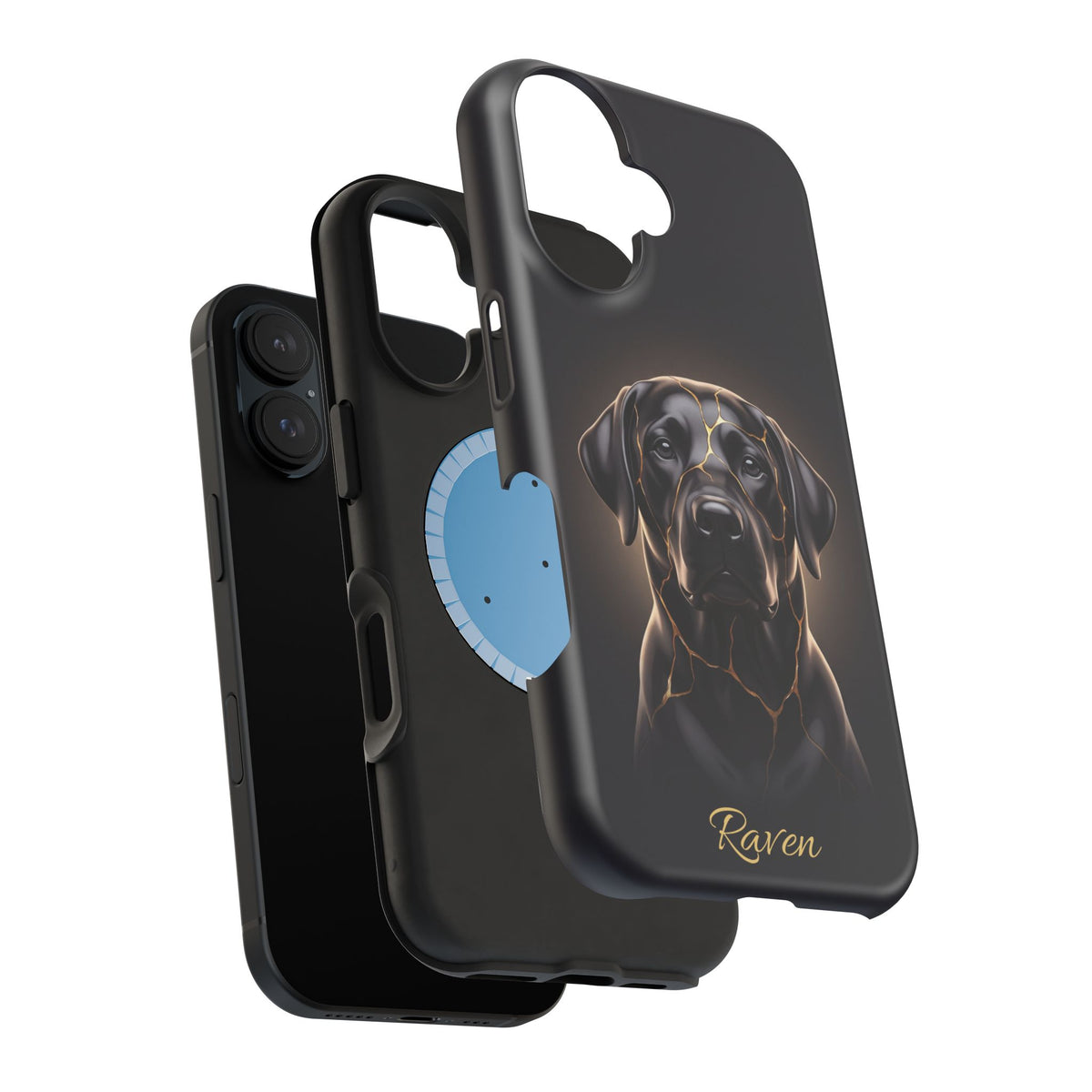 Personalized Obsidian Kintsugi Labrador Phone Case — Tough Magnetic Case with Wireless Charging
