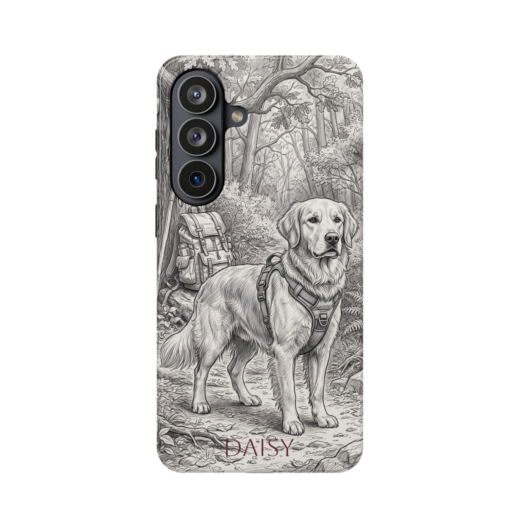 Personalized Golden Retriever Woodland Trail Phone Case — Wireless Charging Cover