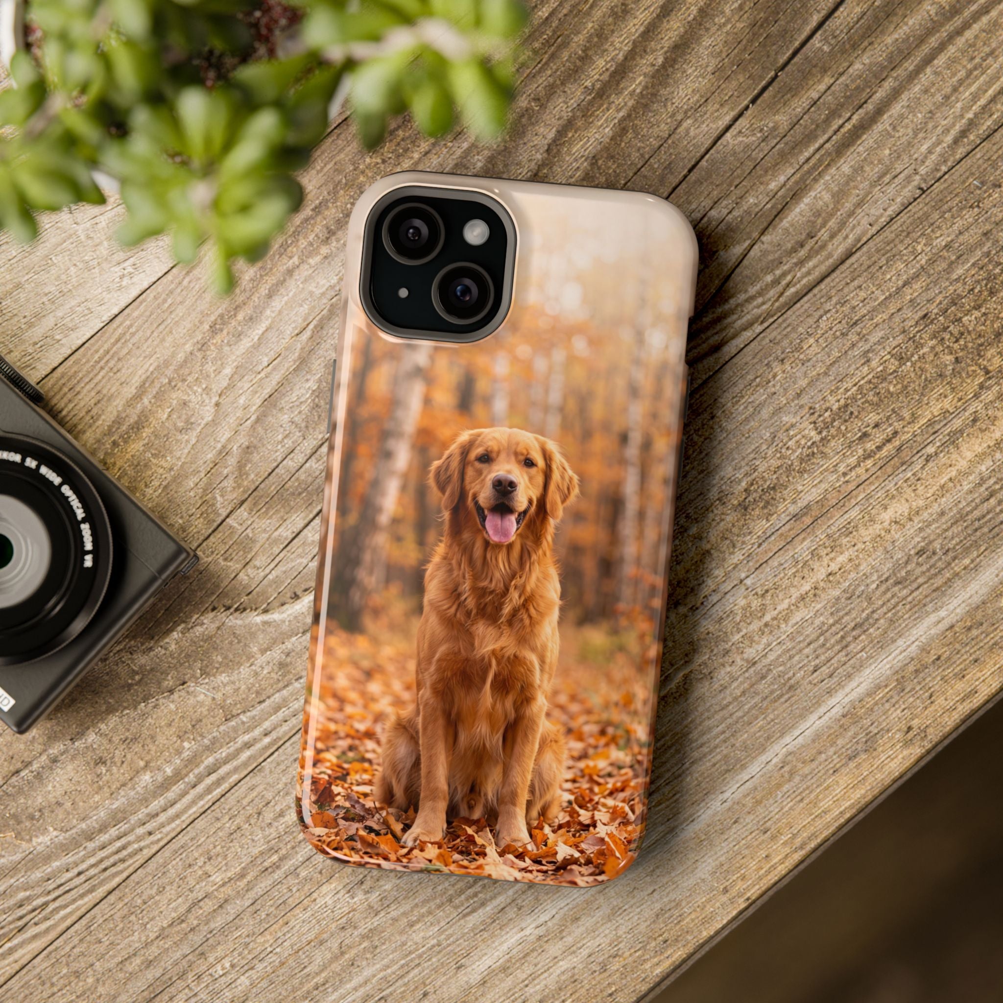 Autumn Golden Retriever Phone Case — Impact-Resistant Wireless Charging Cover
