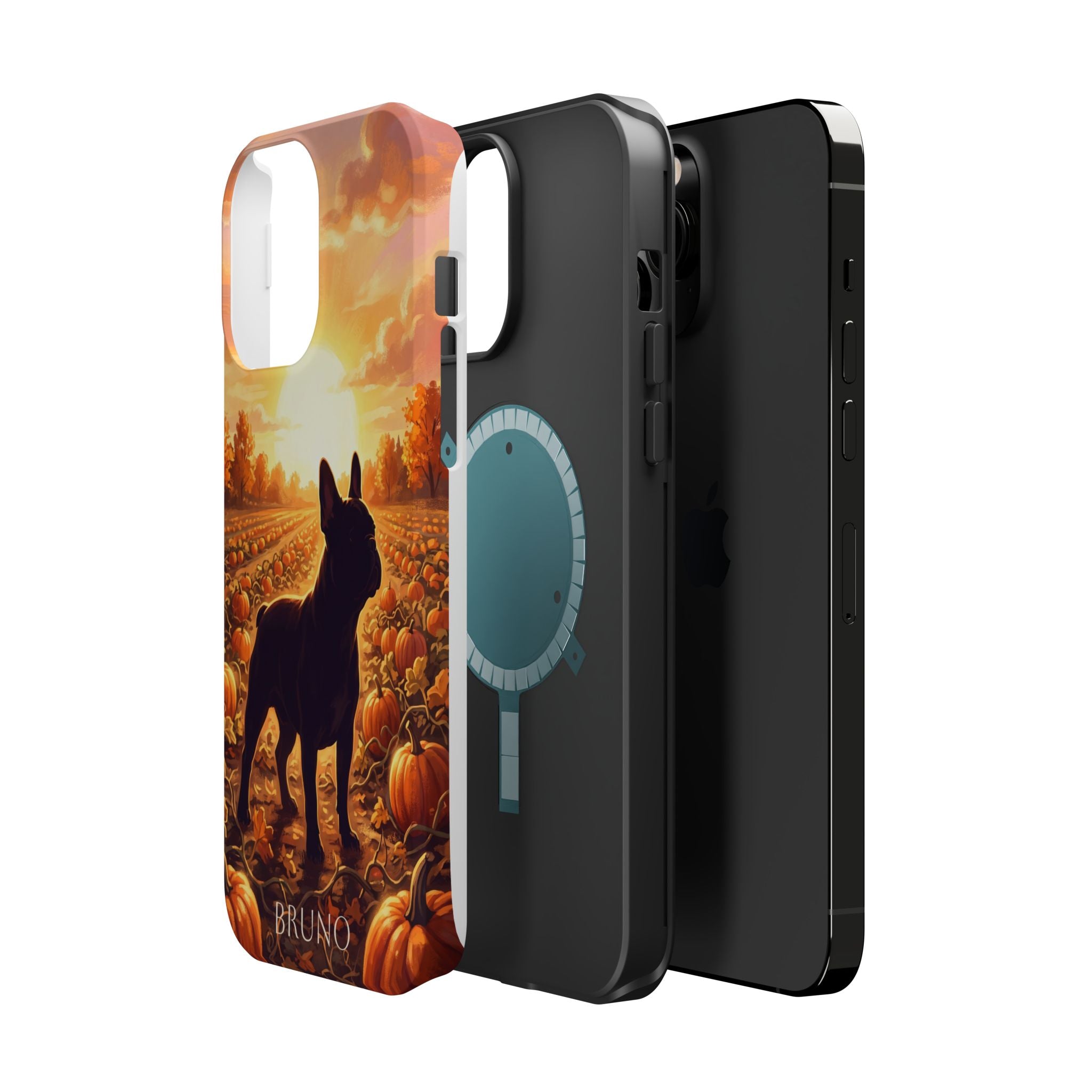 Personalized French Bulldog Pumpkin Patch Phone Case — Wireless Charging Cover