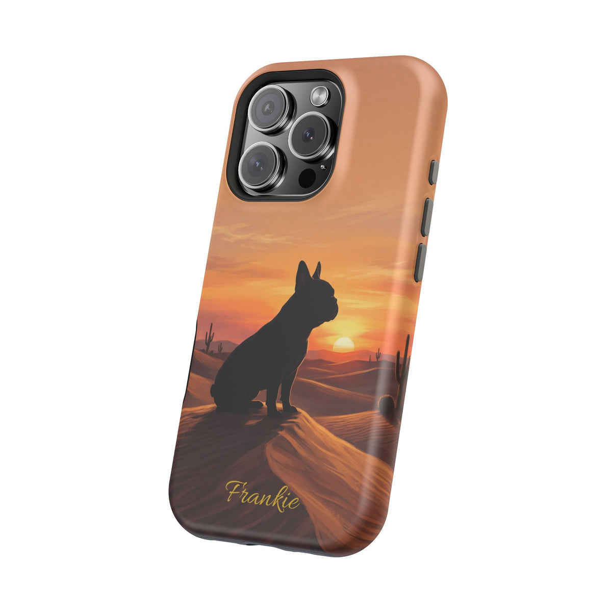 Personalized French Bulldog Desert Sunset Phone Case — Wireless Charging Cover