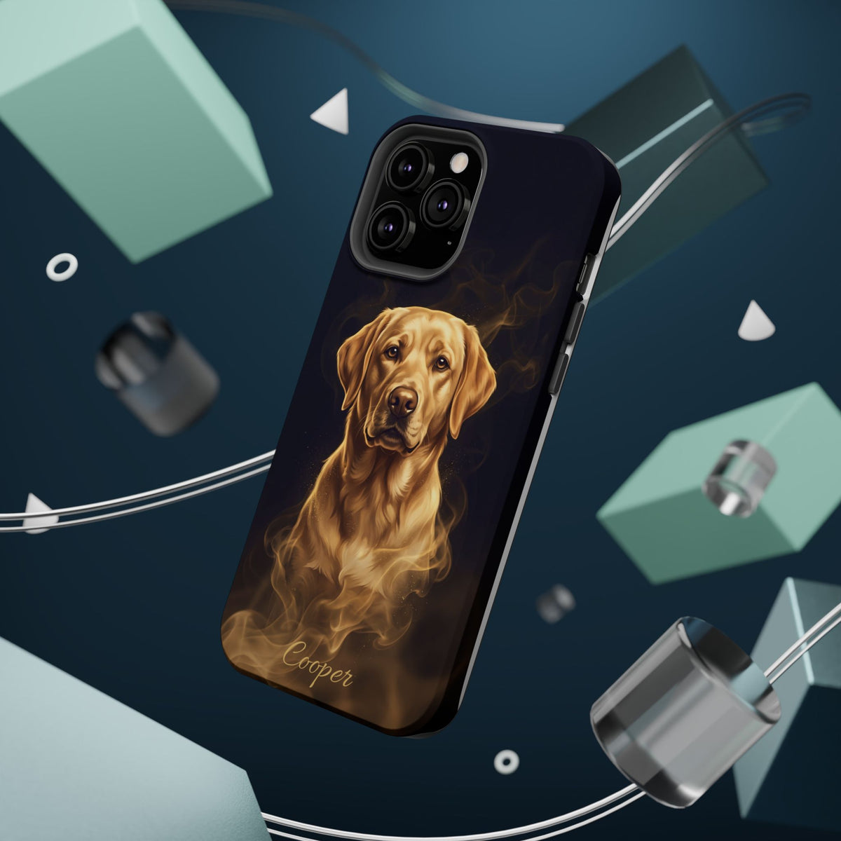 Personalized Gold Smoke Labrador Phone Case — Tough Magnetic Case with Wireless Charging