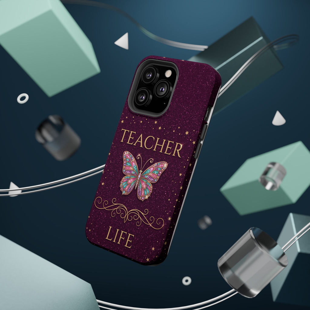 Teacher Life Glitter Butterfly Phone Case — Wireless Charging Cover