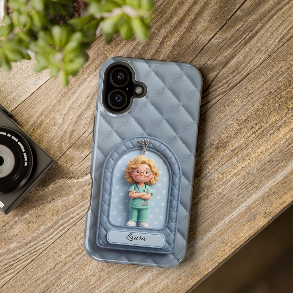 Personalized Quilted Nurse Phone Case — Wireless Charging Cover