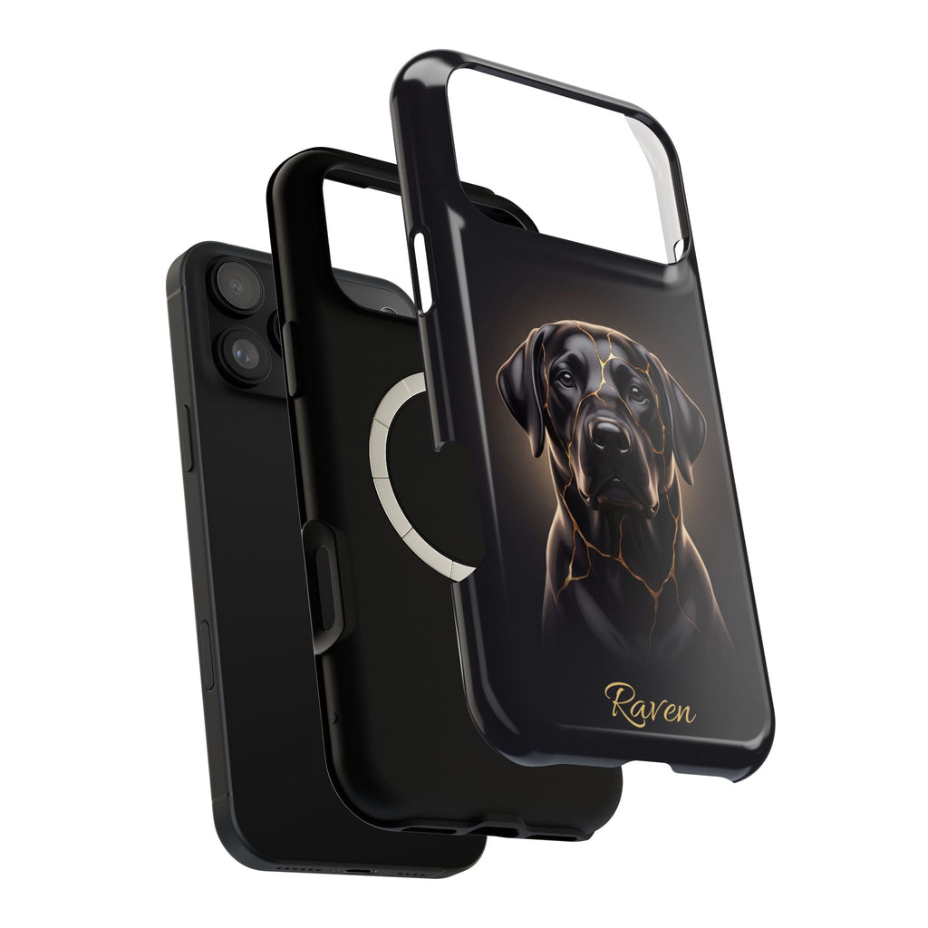 Personalized Obsidian Kintsugi Labrador Phone Case — Tough Magnetic Case with Wireless Charging