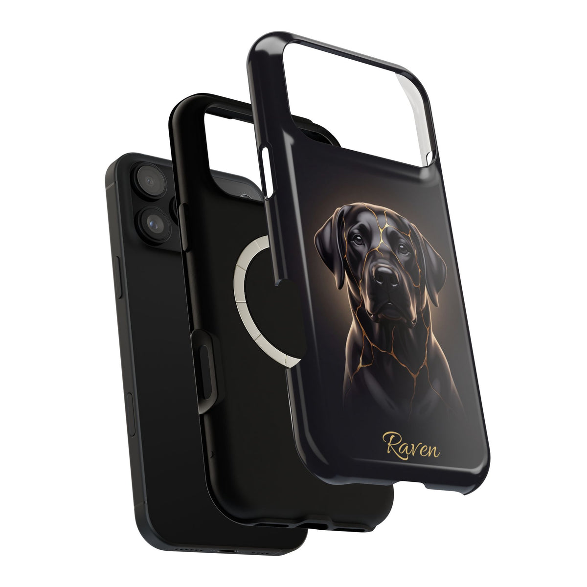 Personalized Obsidian Kintsugi Labrador Phone Case — Tough Magnetic Case with Wireless Charging
