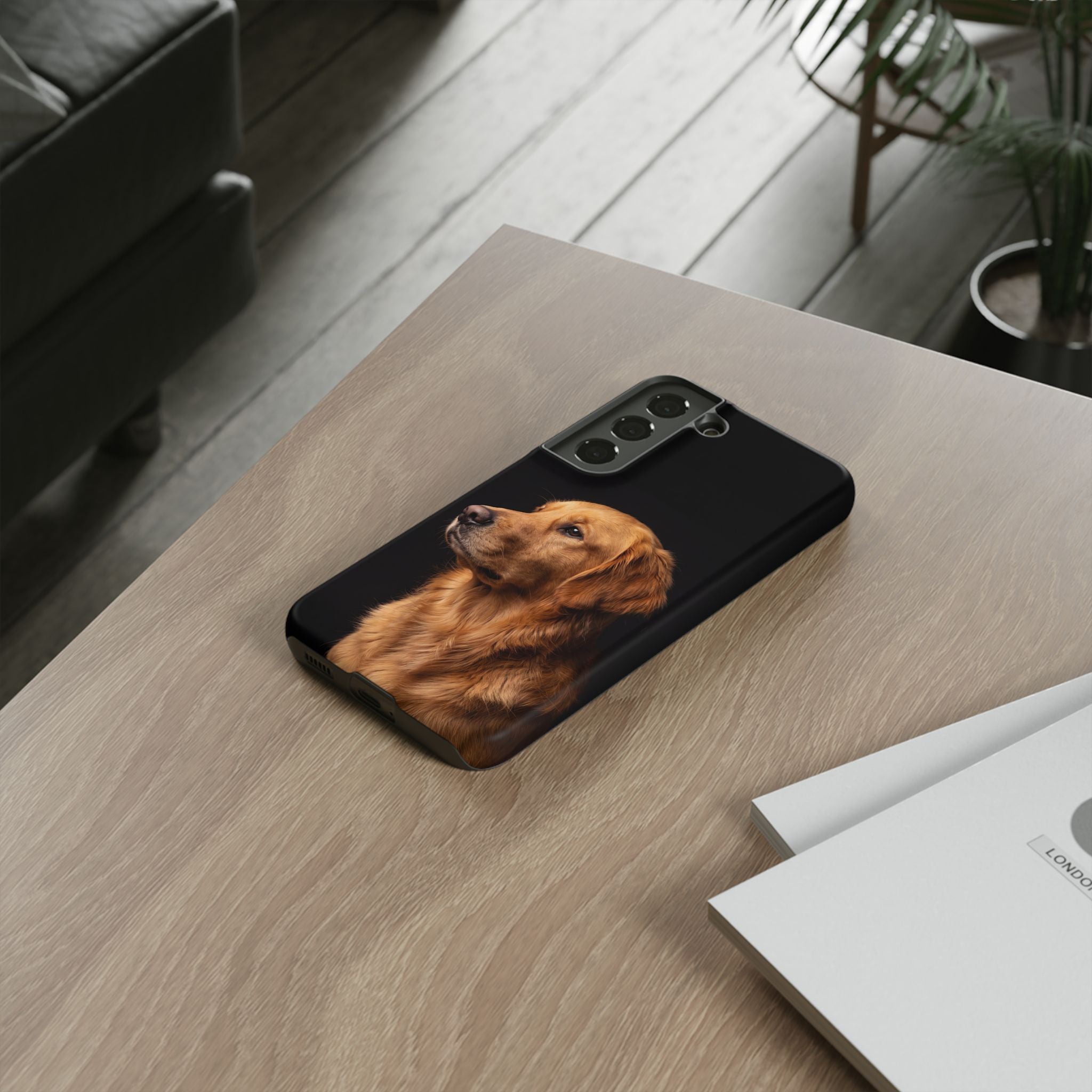 Golden Retriever Portrait Phone Case | Realistic Dog Photo on Black Background | iPhone & Samsung