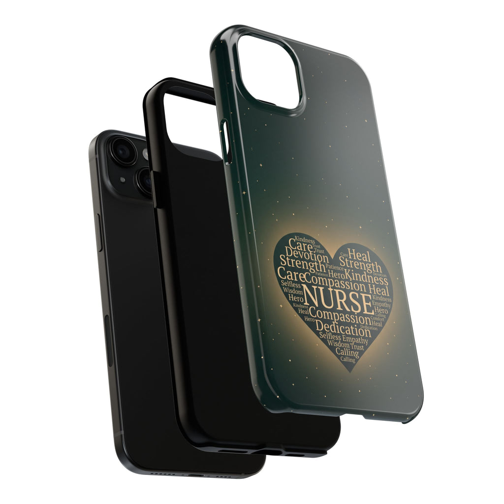 Nurse Heart Tough Phone Case — Inspirational Word Cloud Tribute - iphone and Samsung Galaxy series