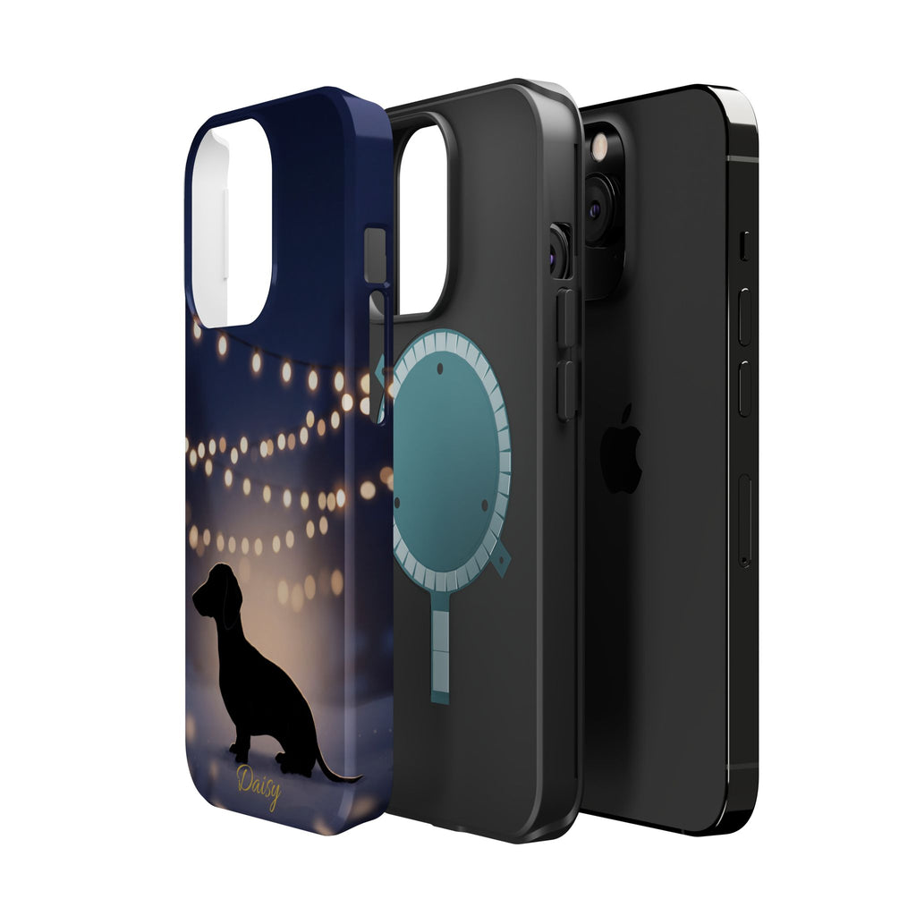 Personalized Dachshund Fairy Lights Phone Case — Wireless Charging Cover