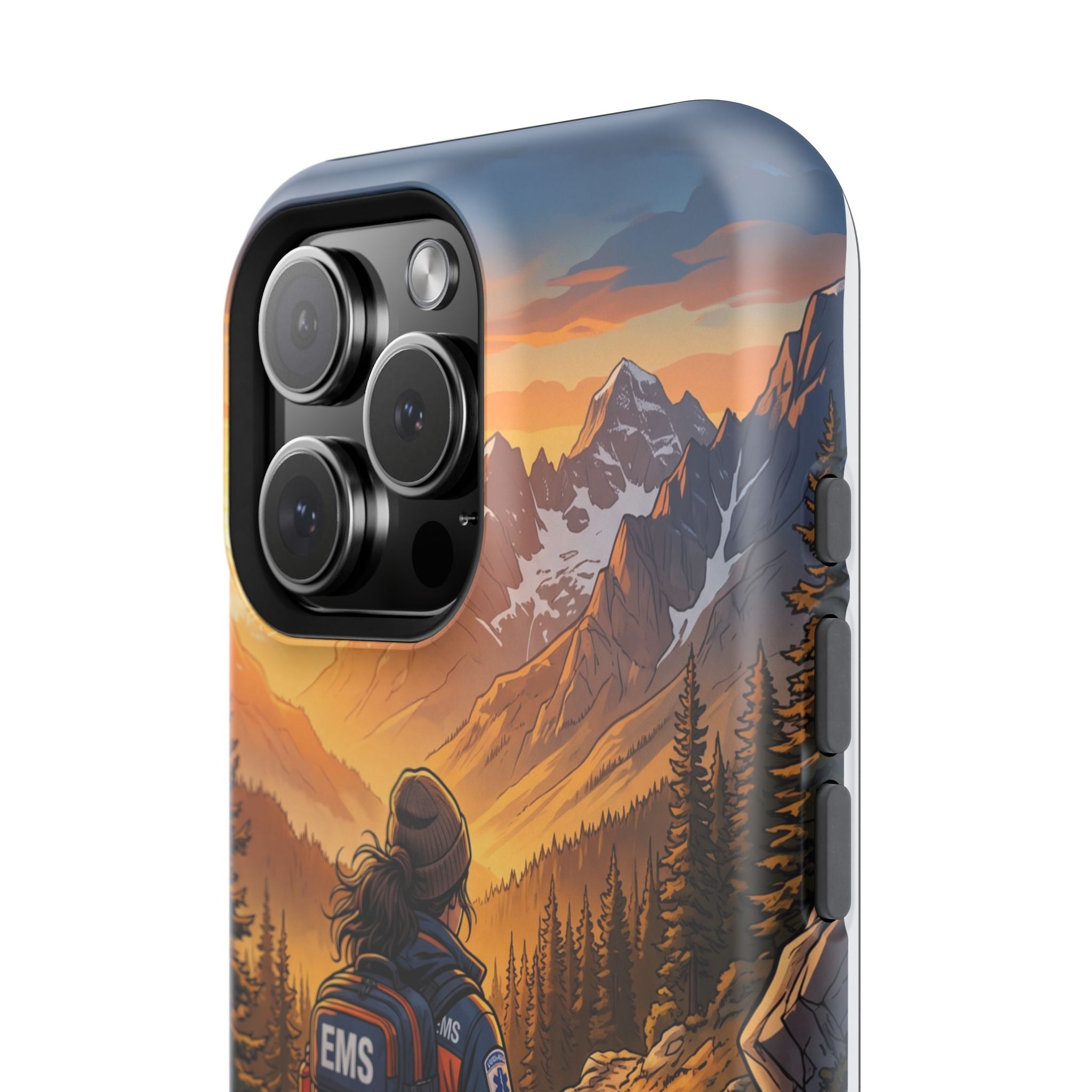 Paramedic/EMT Mountain Phone Case — Magnetic Wireless Charging Cover