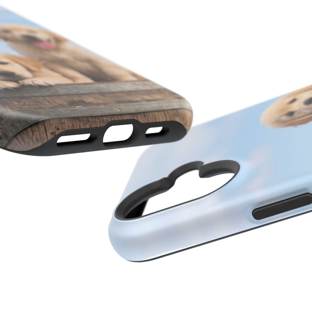 Golden Retriever Puppy Duo Phone Case — Impact-Resistant Wireless Charging Cover
