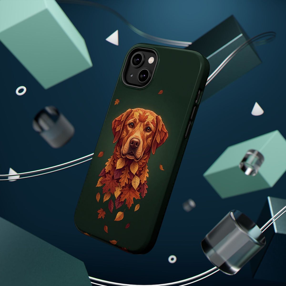 Autumn Leaves Labrador Phone Case — Tough Magnetic Case with Wireless Charging