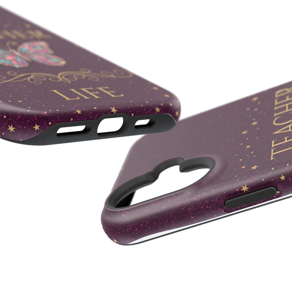 Teacher Life Glitter Butterfly Phone Case — Wireless Charging Cover