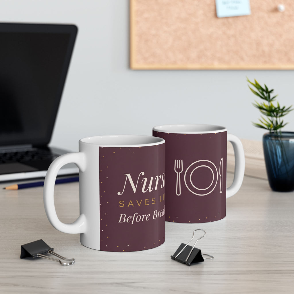 Nurse Mug – Nurses saves lives before breakfast – Funny Nurse Mug – Coffee Mug for Nurses – ER Nurse Gift