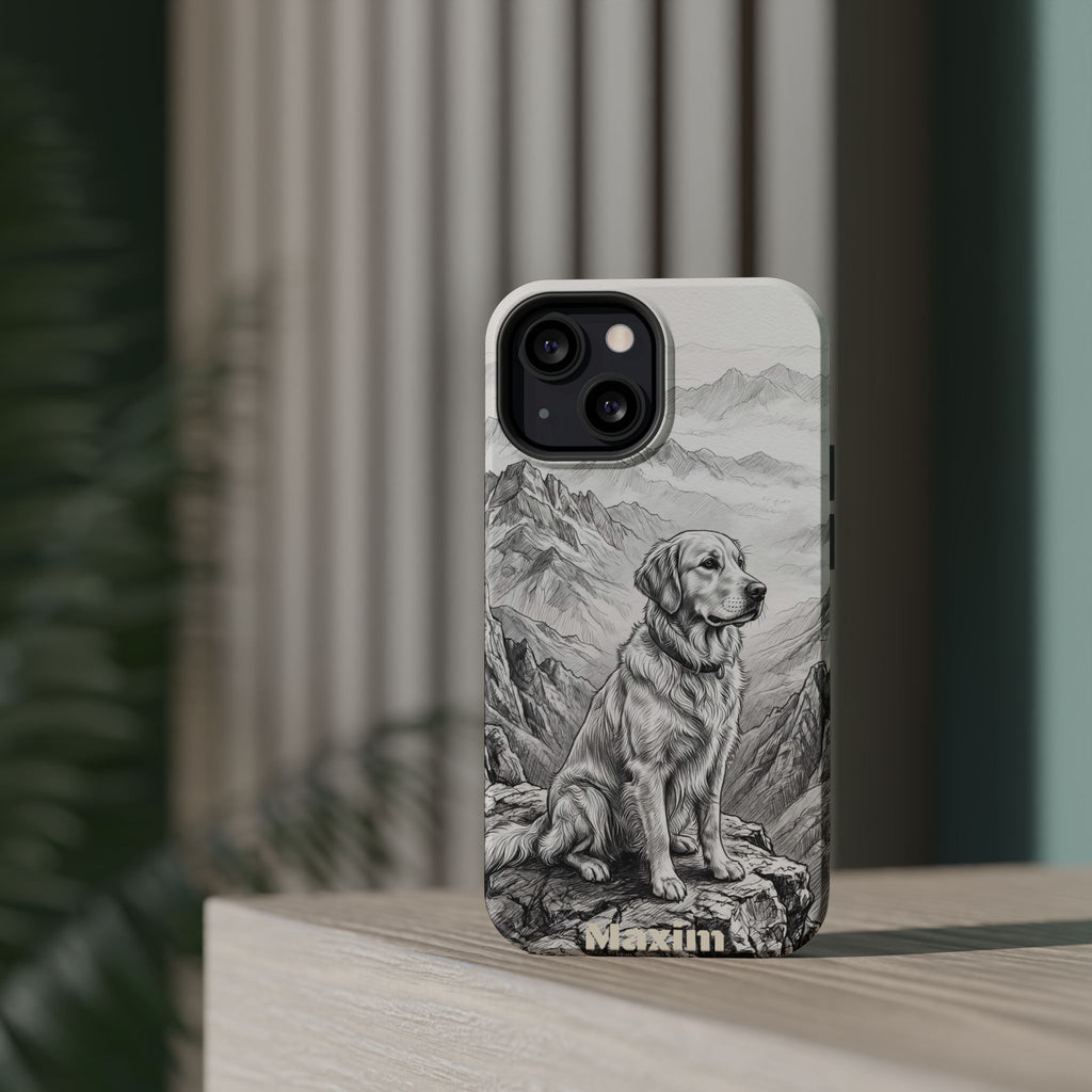 Personalized Golden Retriever Mountain Peak Phone Case — Wireless Charging Cover