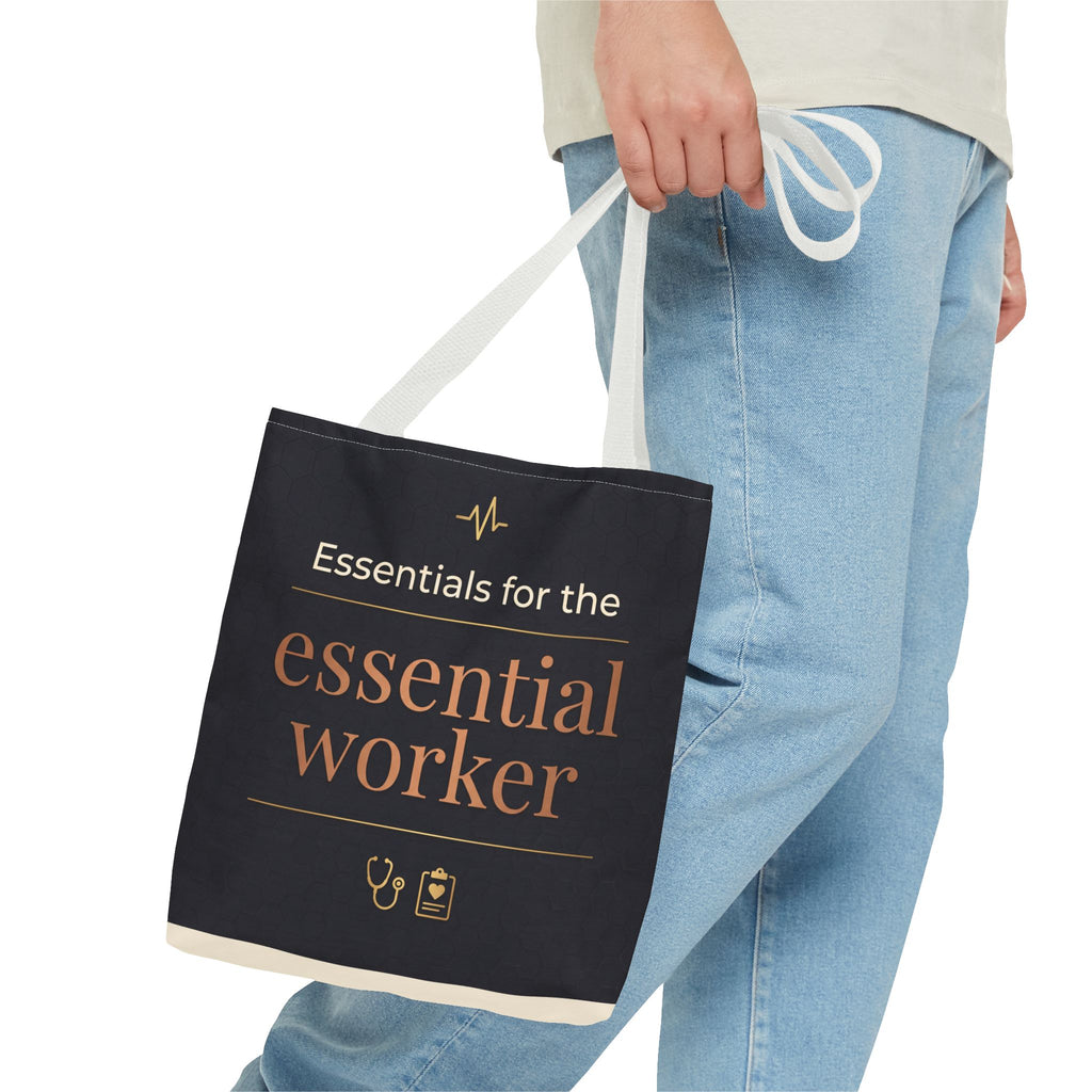 Essentials for the Essential Worker Tote | Healthcare Worker Gift Tote Bag | Nurse Doctor Appreciation Gift | Premium Polyester Carry-All