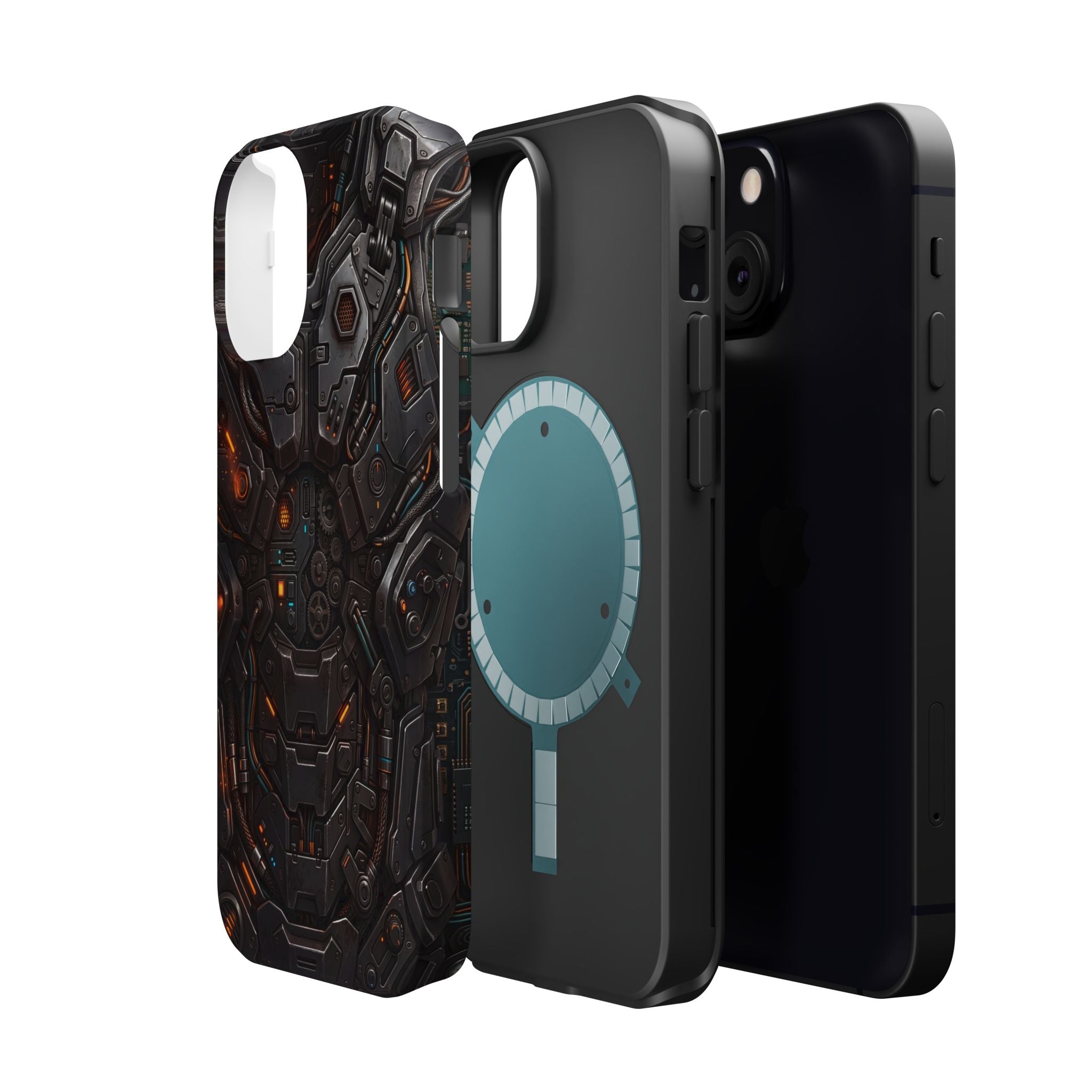 Mech Armor Phone Case — Industrial Circuit Wireless Charging Cover
