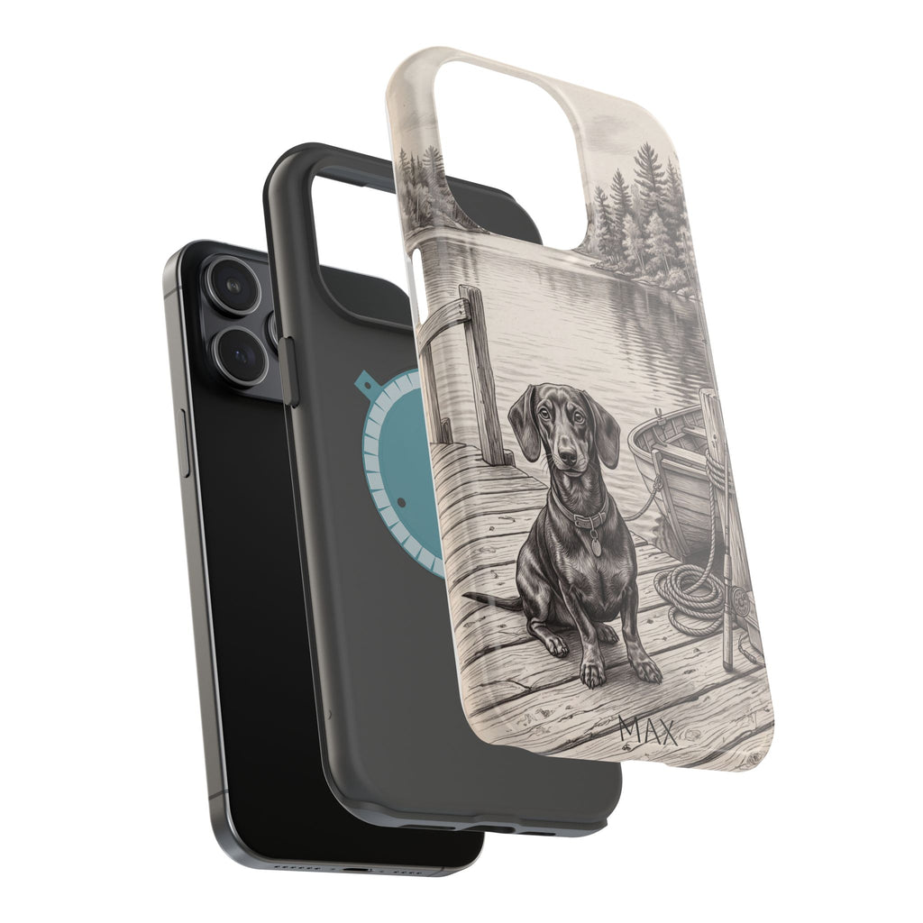 Personalized Dachshund Sunset Beach Phone Case — Wireless Charging Cover