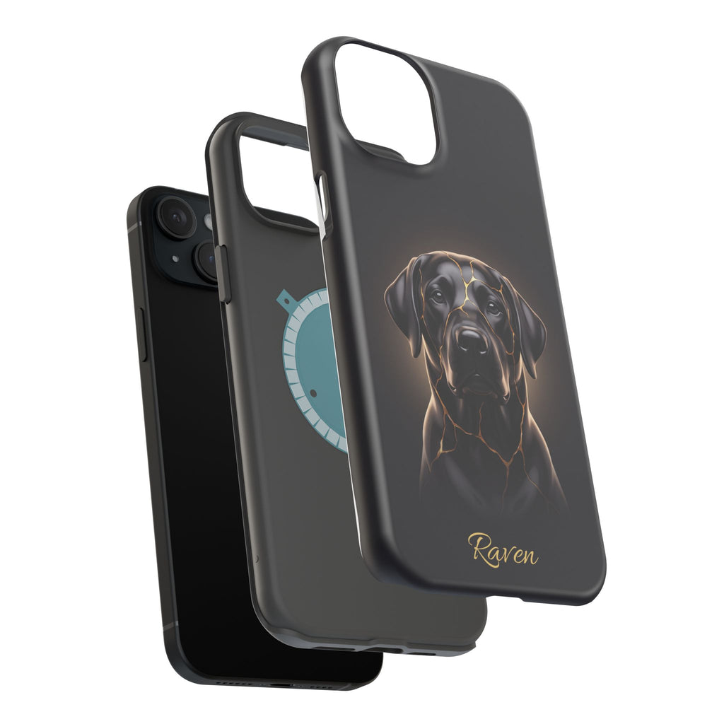 Personalized Obsidian Kintsugi Labrador Phone Case — Tough Magnetic Case with Wireless Charging