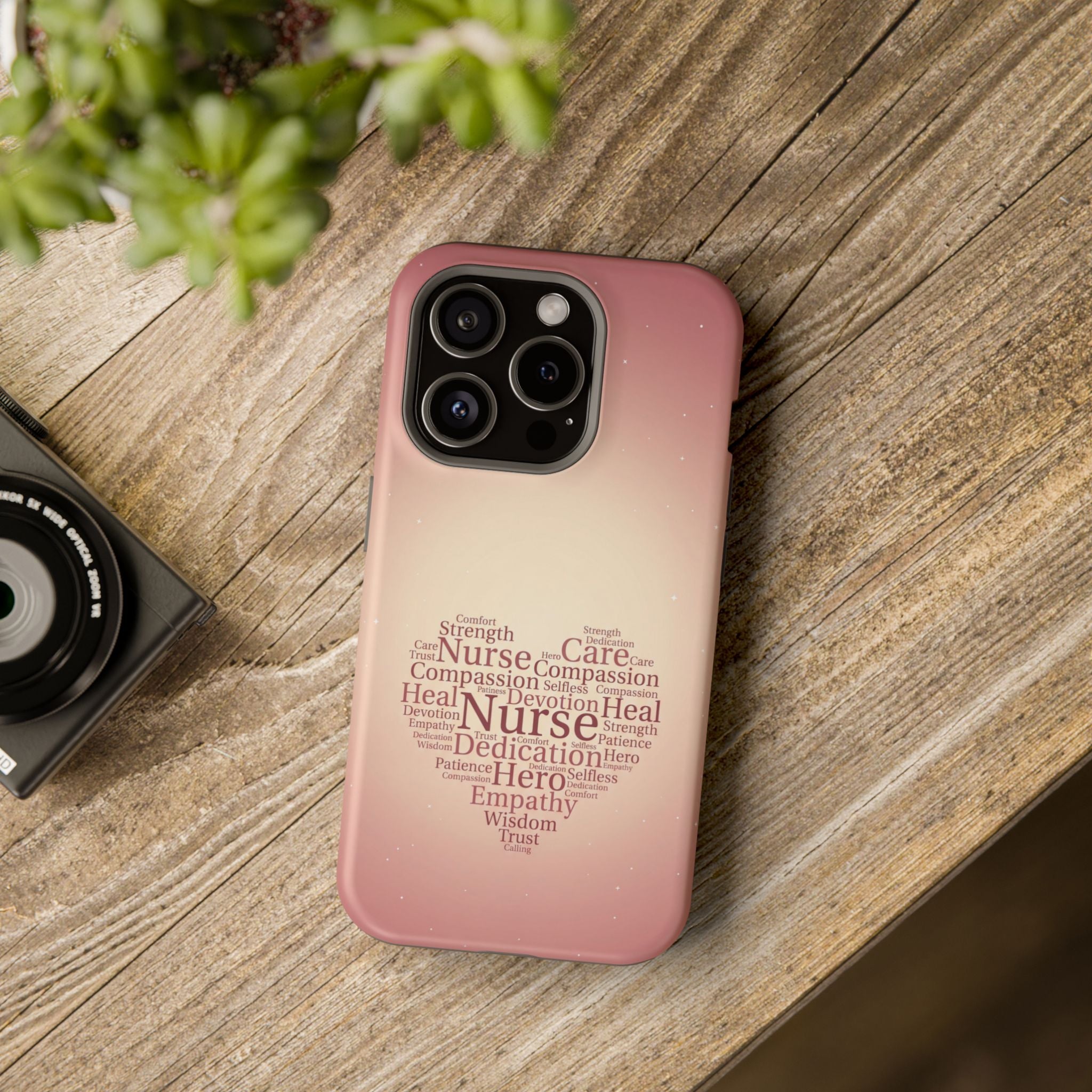 Nurse Heart Word Art Phone Case — Impact-Resistant Wireless Charging Cover