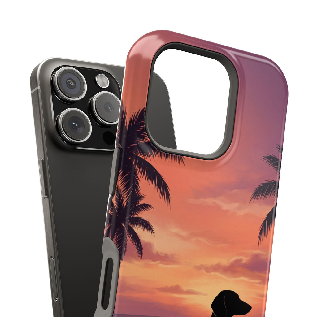 Personalized Dachshund Tropical Beach Sunset Phone Case — Wireless Charging Cover