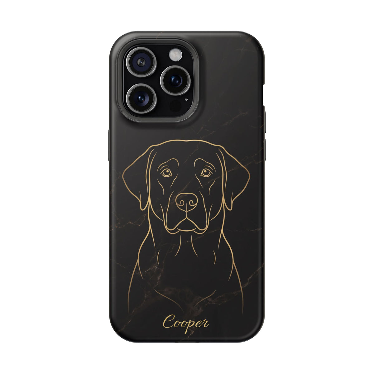 Personalized Gold Line Art Labrador Phone Case — Tough Magnetic Case with Wireless Charging