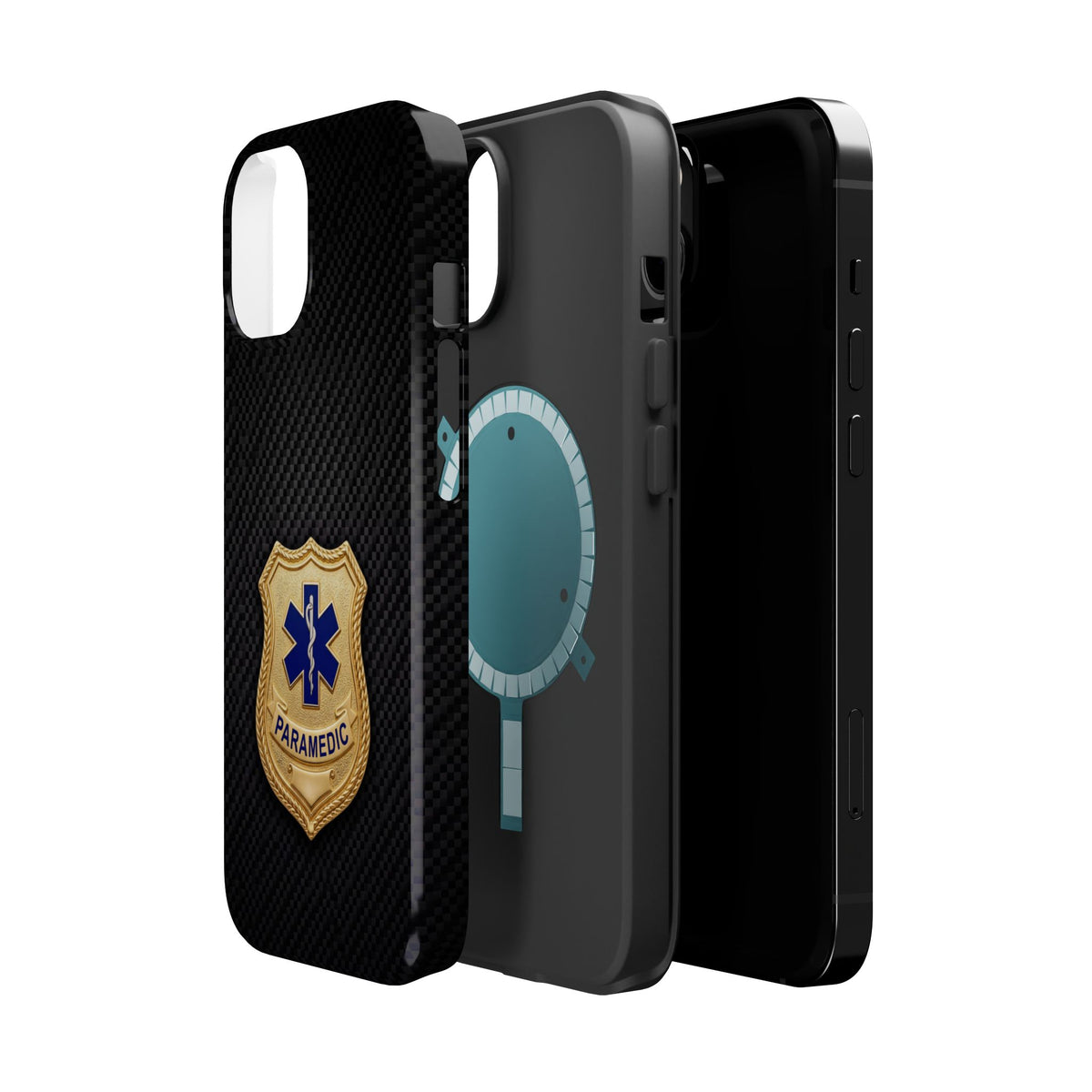 Gold Paramedic Badge Black Phone Case — Magnetic Wireless Charging Cover