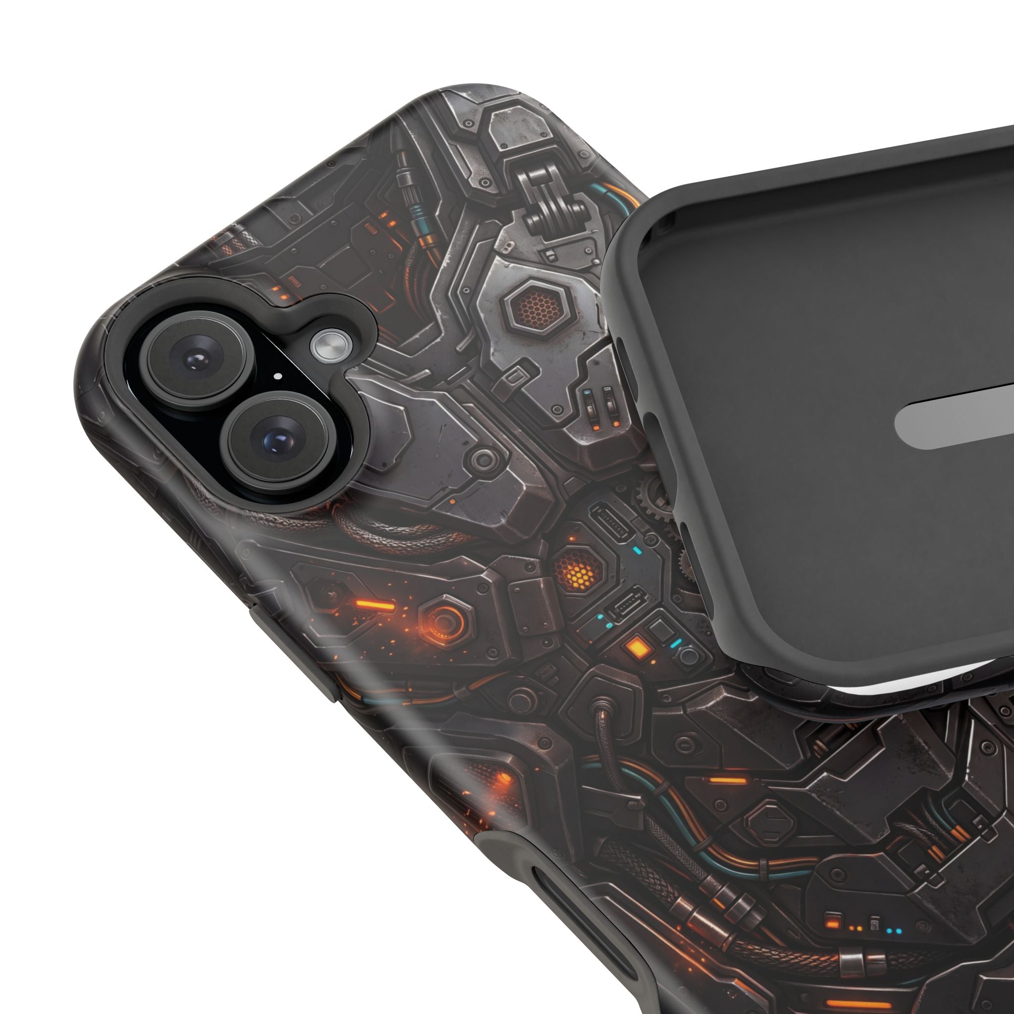 Mech Armor Phone Case — Industrial Circuit Wireless Charging Cover