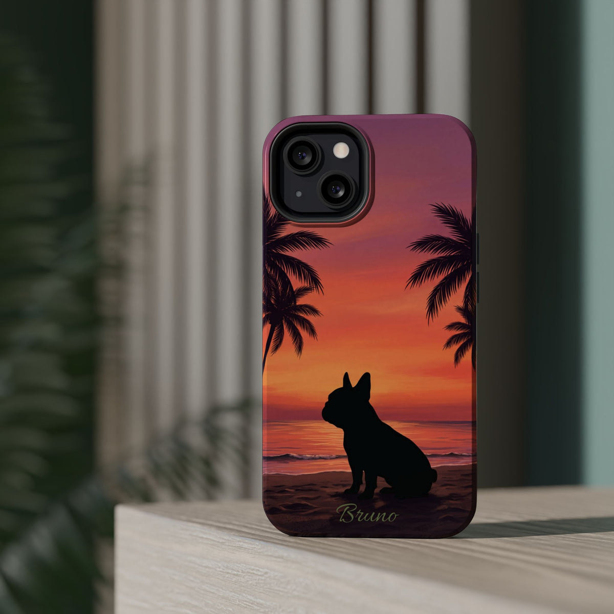 Personalized French Bulldog Tropical Beach Phone Case — Wireless Charging Cover